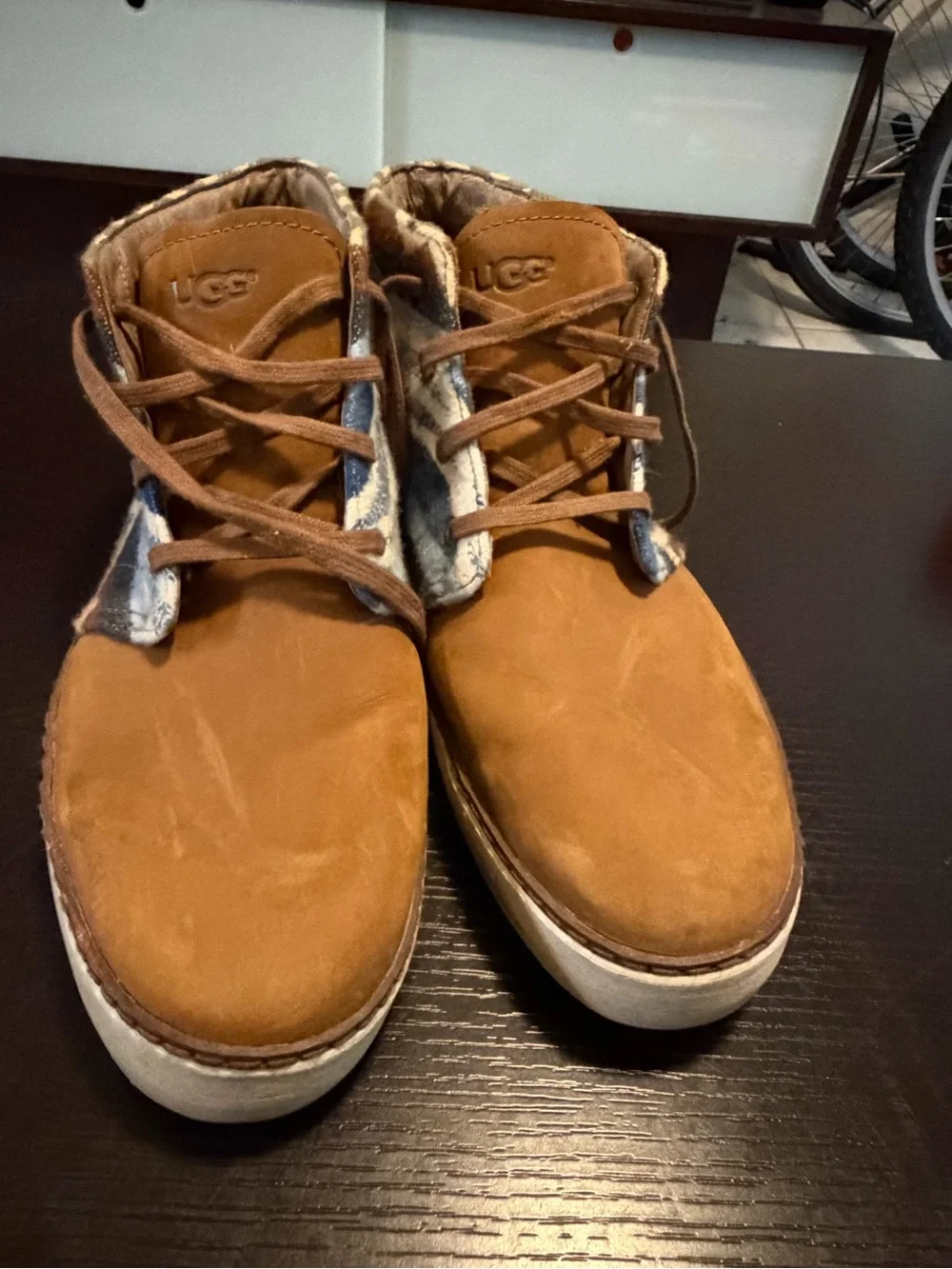 UGG Men's Chukka Boots in Tan and Blue Pattern